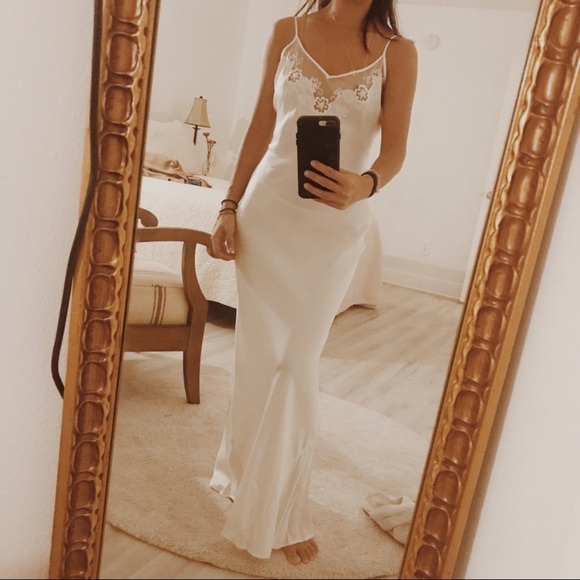 Vintage Y2K Backless 100% Silk Dress Mesh Bodice Beaded Silk Dress - Picture 11 of 16